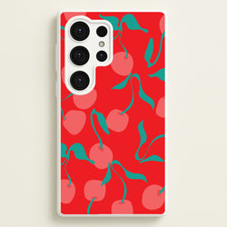 Red Abstract Cherries Pattern  - Summer Phone Case for Galaxy S25 Ultra