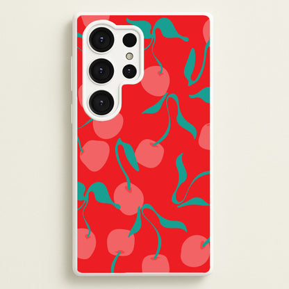 Red Abstract Cherries Pattern  - Summer Phone Case for Galaxy S25 Ultra