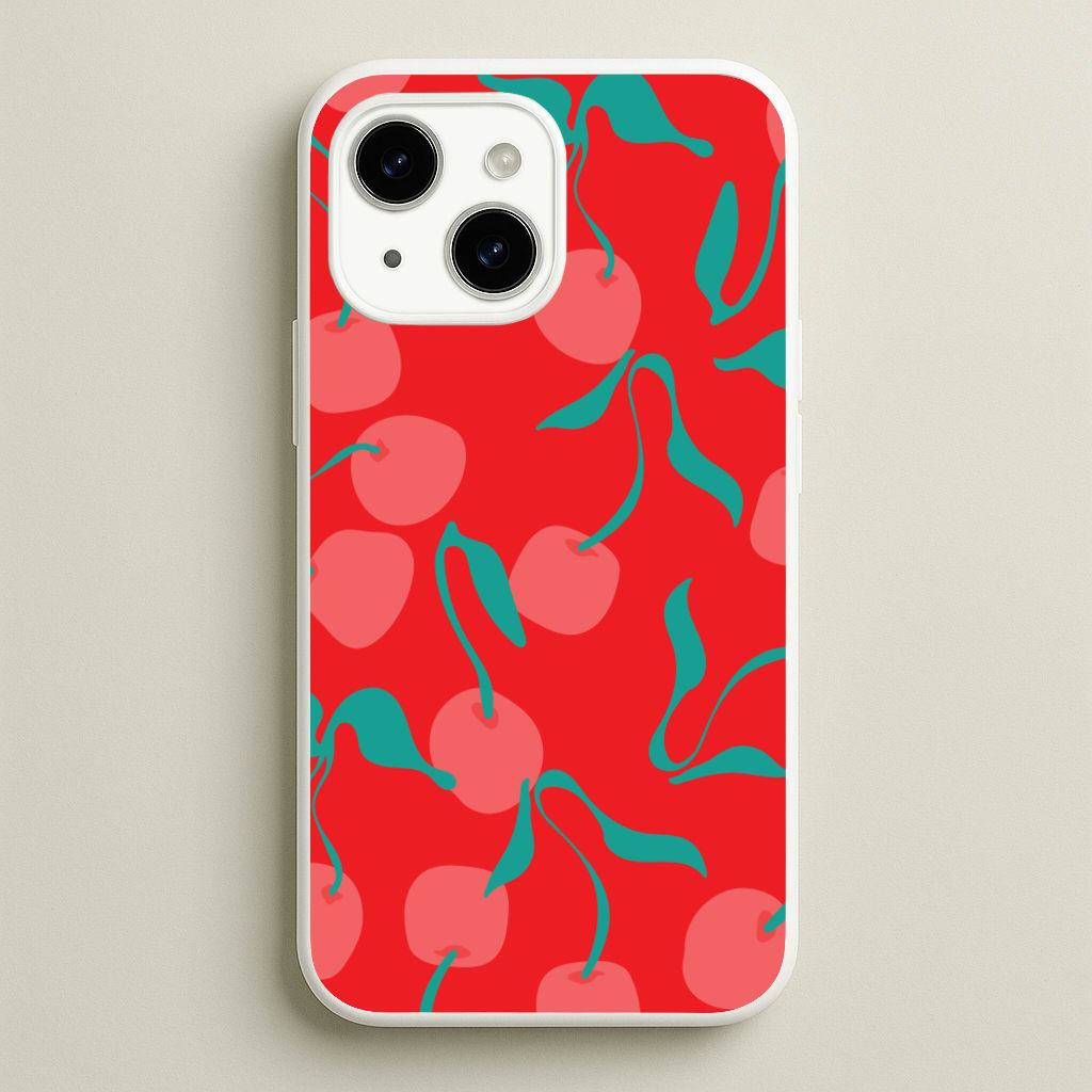 Red Abstract Cherries Pattern  - Summer Phone Case for iPhone 14