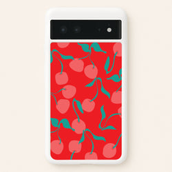 Red Abstract Cherries Pattern  - Summer Phone Case for Google Pixel 6