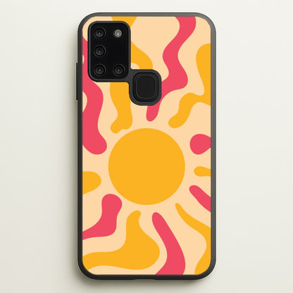 Yellow And Pink Abstract Sun  - Summer Phone Case for Galaxy A21s