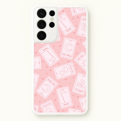 Pastel Pink Tarot Cards Pattern  - Tarot Cards Phone Case for Galaxy S21 Ultra