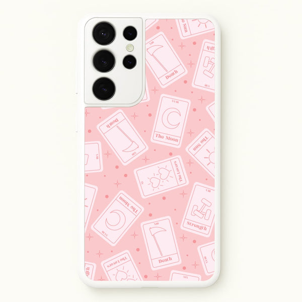 Pastel Pink Tarot Cards Pattern  - Tarot Cards Phone Case for Galaxy S21 Ultra
