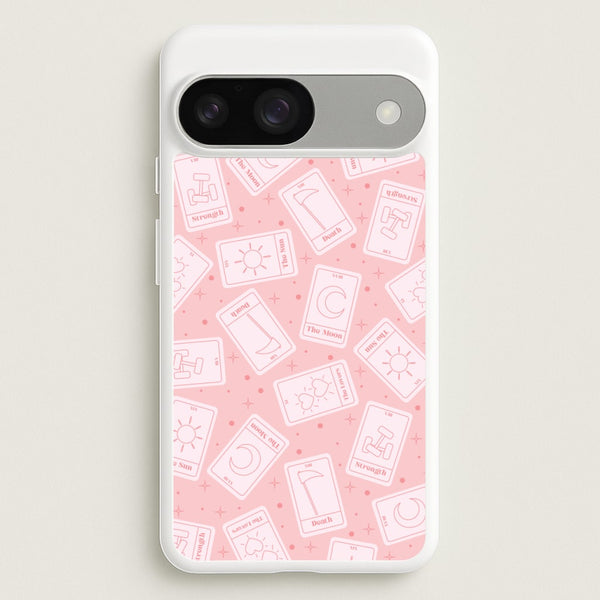 Pastel Pink Tarot Cards Pattern  - Tarot Cards Phone Case for Google Pixel 9 / 9 Pro