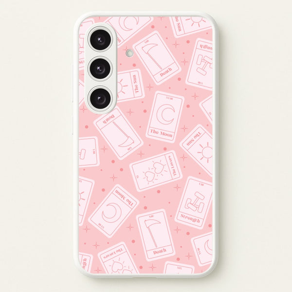 Pastel Pink Tarot Cards Pattern  - Tarot Cards Phone Case for Galaxy S24
