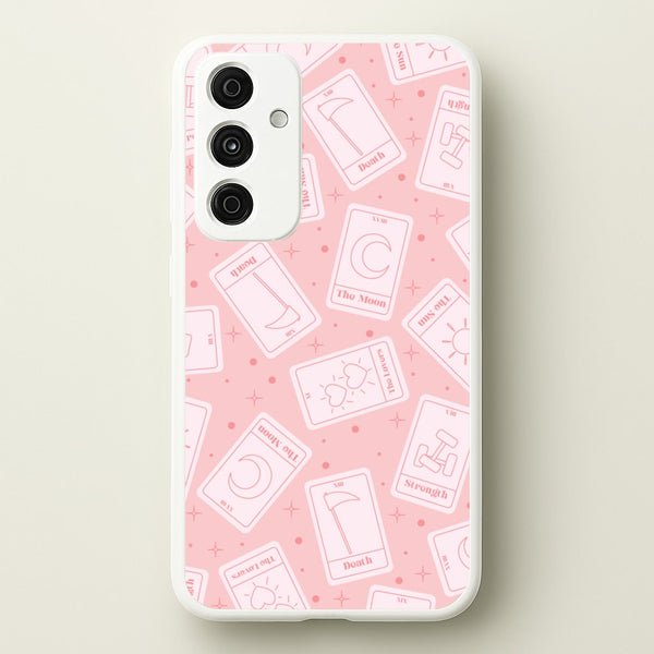 Pastel Pink Tarot Cards Pattern  - Tarot Cards Phone Case for Galaxy A35