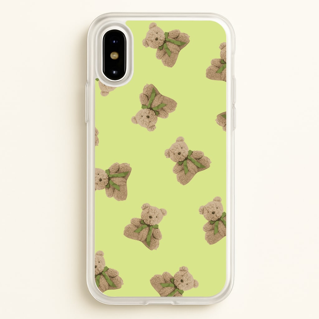 Green Teddy Bears  - Clean Girl Aesthetic Phone Case for iPhone X / XS