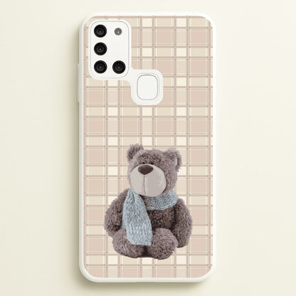 Tartan Teddy Bear   - Clean Girl Aesthetic Phone Case for Galaxy A21s