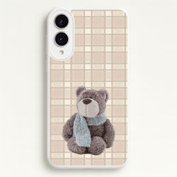 Tartan Teddy Bear   - Clean Girl Aesthetic Phone Case for Galaxy S25 Edge