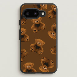 Cute Brown Bear Pattern  - Clean Girl Aesthetic Phone Case for Google Pixel 9a