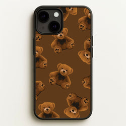 Cute Brown Bear Pattern  - Clean Girl Aesthetic Phone Case for iPhone 13