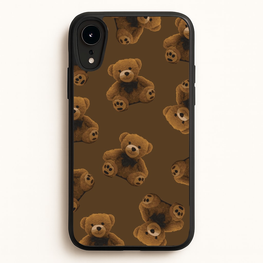 Cute Brown Bear Pattern  - Clean Girl Aesthetic Phone Case for iPhone XR