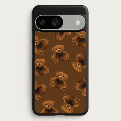 Cute Brown Bear Pattern  - Clean Girl Aesthetic Phone Case for Google Pixel 9 / 9 Pro