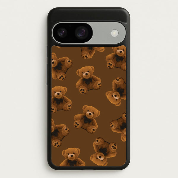 Cute Brown Bear Pattern  - Clean Girl Aesthetic Phone Case for Google Pixel 9 / 9 Pro
