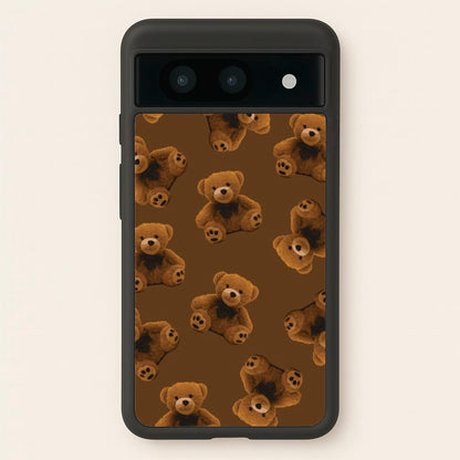 Cute Brown Bear Pattern  - Clean Girl Aesthetic Phone Case for Google Pixel 8a