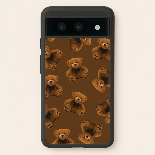 Cute Brown Bear Pattern  - Clean Girl Aesthetic Phone Case for Google Pixel 8a