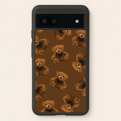 Cute Brown Bear Pattern  - Clean Girl Aesthetic Phone Case for Google Pixel 7a