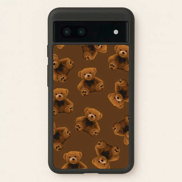 Cute Brown Bear Pattern  - Clean Girl Aesthetic Phone Case for Google Pixel 7a