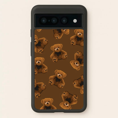 Cute Brown Bear Pattern  - Clean Girl Aesthetic Phone Case for Google Pixel 7 Pro