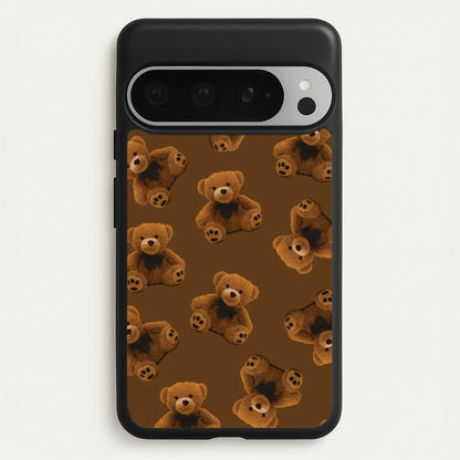 Cute Brown Bear Pattern  - Clean Girl Aesthetic Phone Case for Google Pixel 9 Pro XL