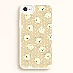 Cream Teddy Bears And Dots Pattern  - Clean Girl Aesthetic Phone Case for iPhone 6 / 7 / 8 / SE