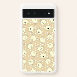 Cream Teddy Bears And Dots Pattern  - Clean Girl Aesthetic Phone Case for Google Pixel 6