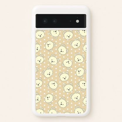 Cream Teddy Bears And Dots Pattern  - Clean Girl Aesthetic Phone Case for Google Pixel 6