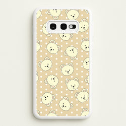 Cream Teddy Bears And Dots Pattern  - Clean Girl Aesthetic Phone Case for Galaxy S10e