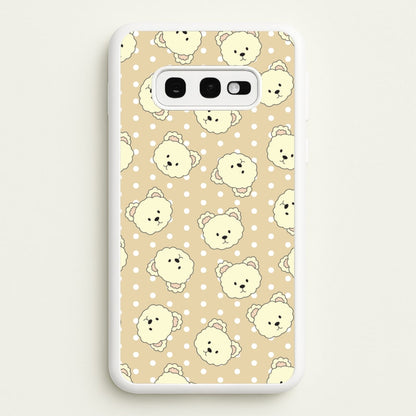 Cream Teddy Bears And Dots Pattern  - Clean Girl Aesthetic Phone Case for Galaxy S10e