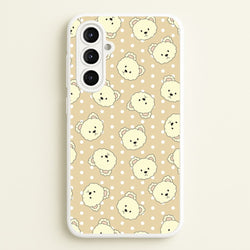 Cream Teddy Bears And Dots Pattern  - Clean Girl Aesthetic Phone Case for Galaxy A16