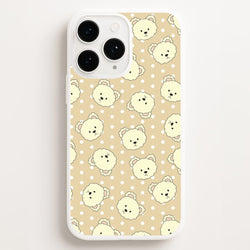 Cream Teddy Bears And Dots Pattern  - Clean Girl Aesthetic Phone Case for iPhone 12 Pro Max