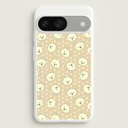 Cream Teddy Bears And Dots Pattern  - Clean Girl Aesthetic Phone Case for Google Pixel 9 / 9 Pro