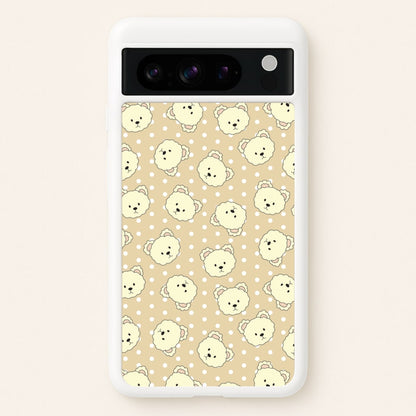 Cream Teddy Bears And Dots Pattern  - Clean Girl Aesthetic Phone Case for Google Pixel 8 Pro