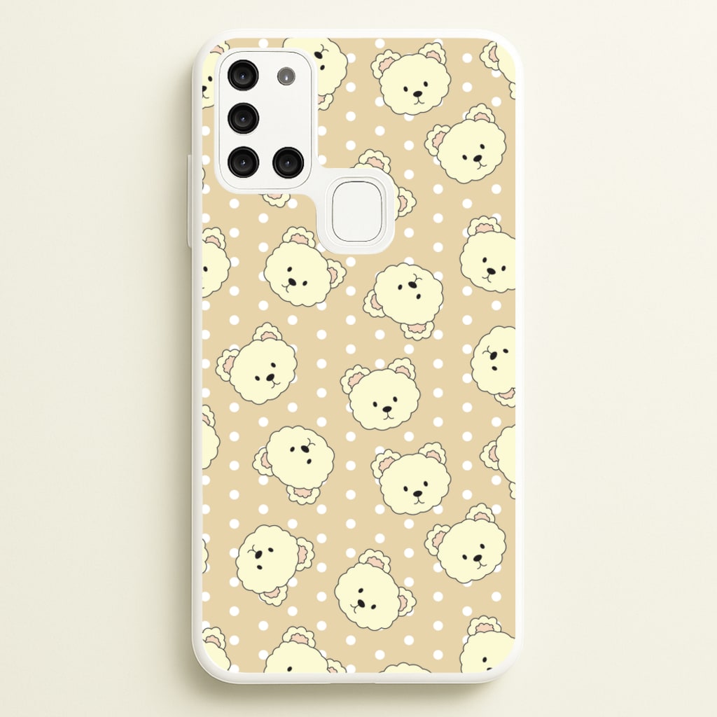 Cream Teddy Bears And Dots Pattern  - Clean Girl Aesthetic Phone Case for Galaxy A21s