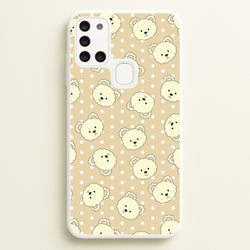 Cream Teddy Bears And Dots Pattern  - Clean Girl Aesthetic Phone Case for Galaxy A21s