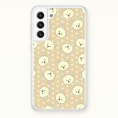 Cream Teddy Bears And Dots Pattern  - Clean Girl Aesthetic Phone Case for Galaxy S22 Plus