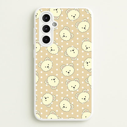 Cream Teddy Bears And Dots Pattern  - Clean Girl Aesthetic Phone Case for Galaxy A14