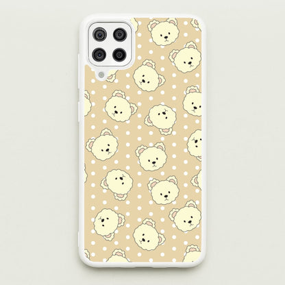 Cream Teddy Bears And Dots Pattern  - Clean Girl Aesthetic Phone Case for Galaxy A12