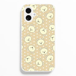 Cream Teddy Bears And Dots Pattern  - Clean Girl Aesthetic Phone Case for iPhone 16 Plus