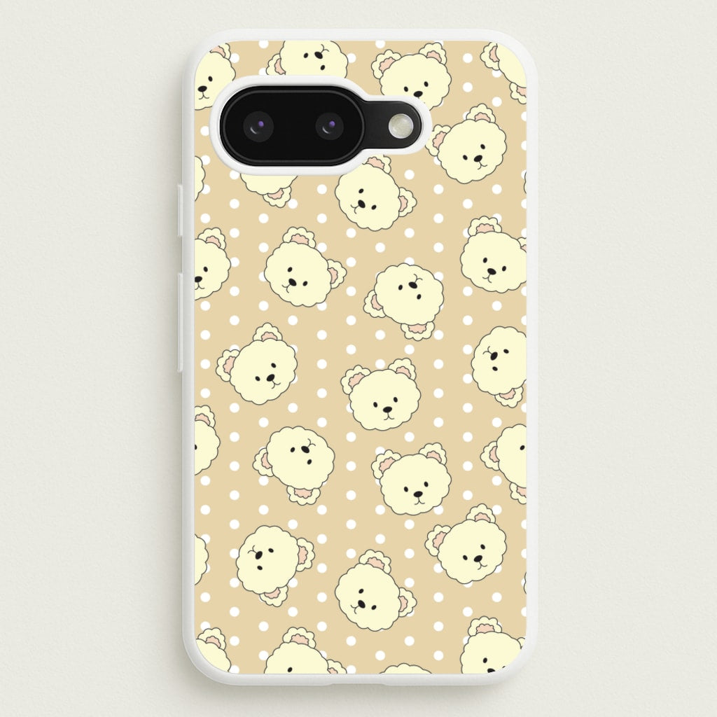 Cream Teddy Bears And Dots Pattern  - Clean Girl Aesthetic Phone Case for Google Pixel 9a