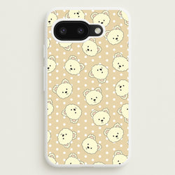 Cream Teddy Bears And Dots Pattern  - Clean Girl Aesthetic Phone Case for Google Pixel 9a