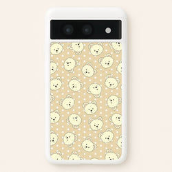 Cream Teddy Bears And Dots Pattern  - Clean Girl Aesthetic Phone Case for Google Pixel 8a