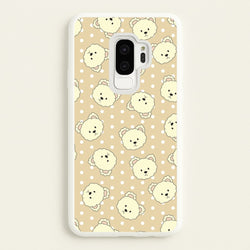 Cream Teddy Bears And Dots Pattern  - Clean Girl Aesthetic Phone Case for Galaxy S9 Plus