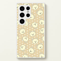 Cream Teddy Bears And Dots Pattern  - Clean Girl Aesthetic Phone Case for Galaxy S24 Ultra