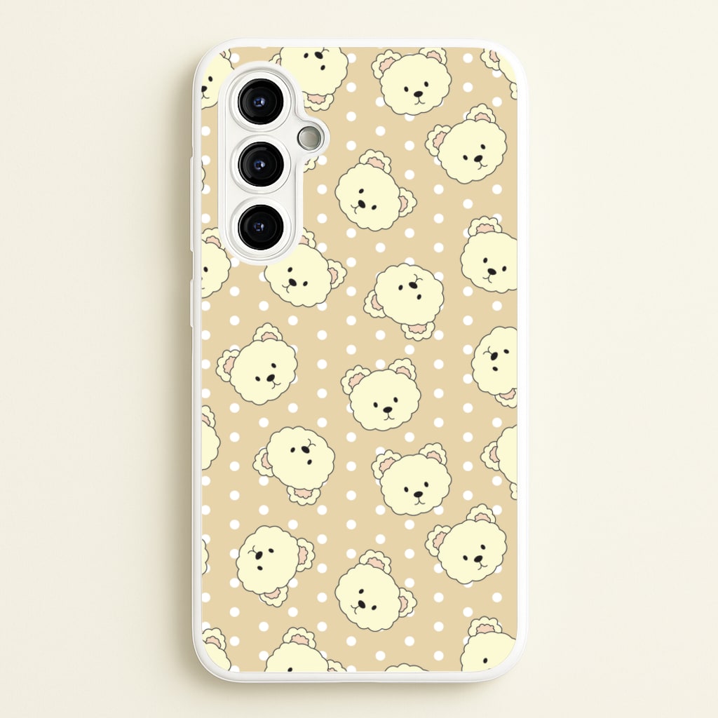 Cream Teddy Bears And Dots Pattern  - Clean Girl Aesthetic Phone Case for Galaxy A54