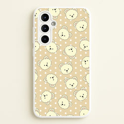 Cream Teddy Bears And Dots Pattern  - Clean Girl Aesthetic Phone Case for Galaxy A54