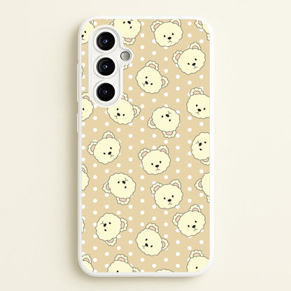 Cream Teddy Bears And Dots Pattern  - Clean Girl Aesthetic Phone Case for Galaxy A54