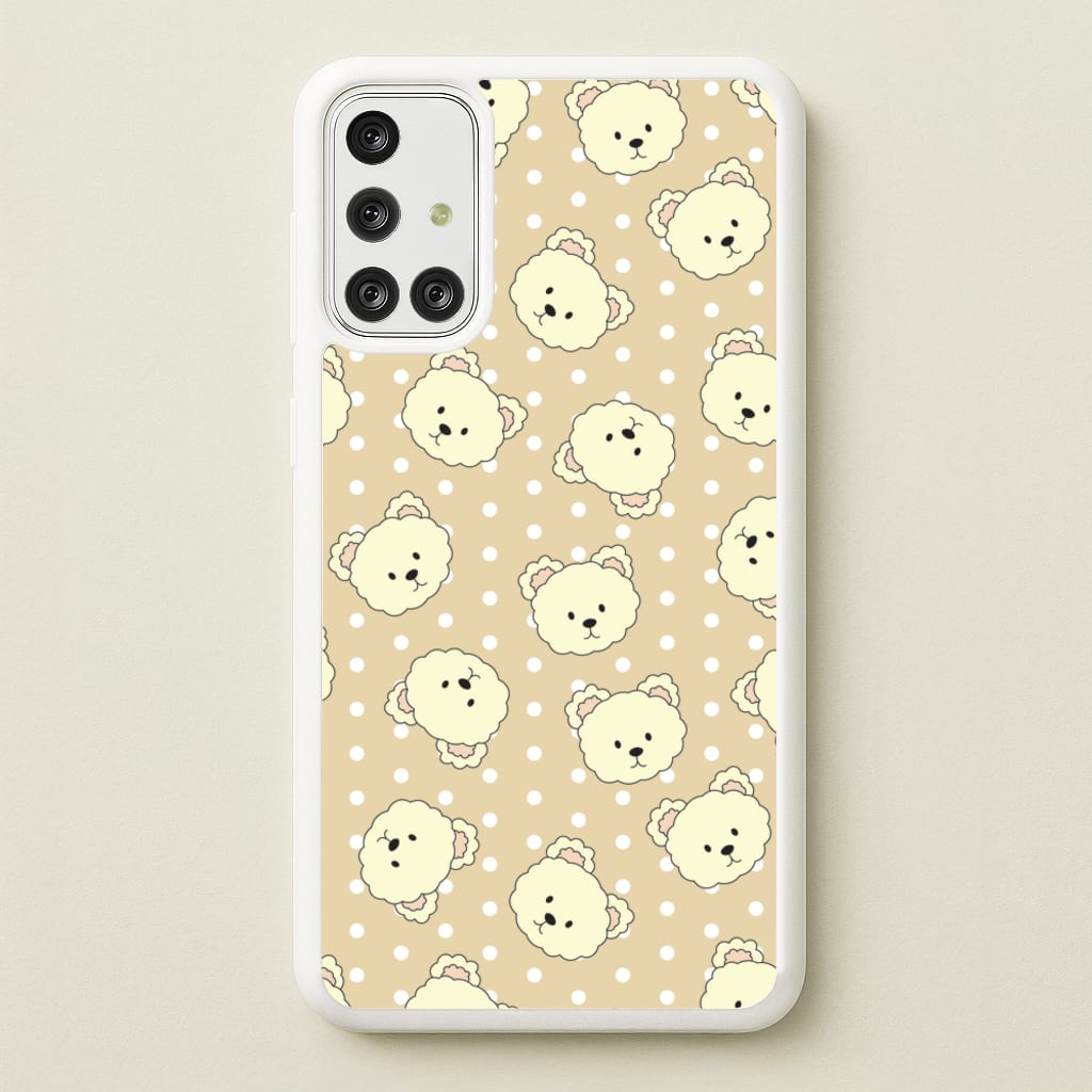 Cream Teddy Bears And Dots Pattern  - Clean Girl Aesthetic Phone Case for Galaxy A71
