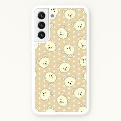 Cream Teddy Bears And Dots Pattern  - Clean Girl Aesthetic Phone Case for Galaxy S22