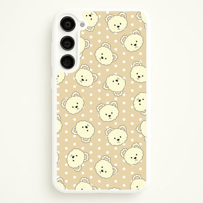 Cream Teddy Bears And Dots Pattern  - Clean Girl Aesthetic Phone Case for Galaxy S23 Plus